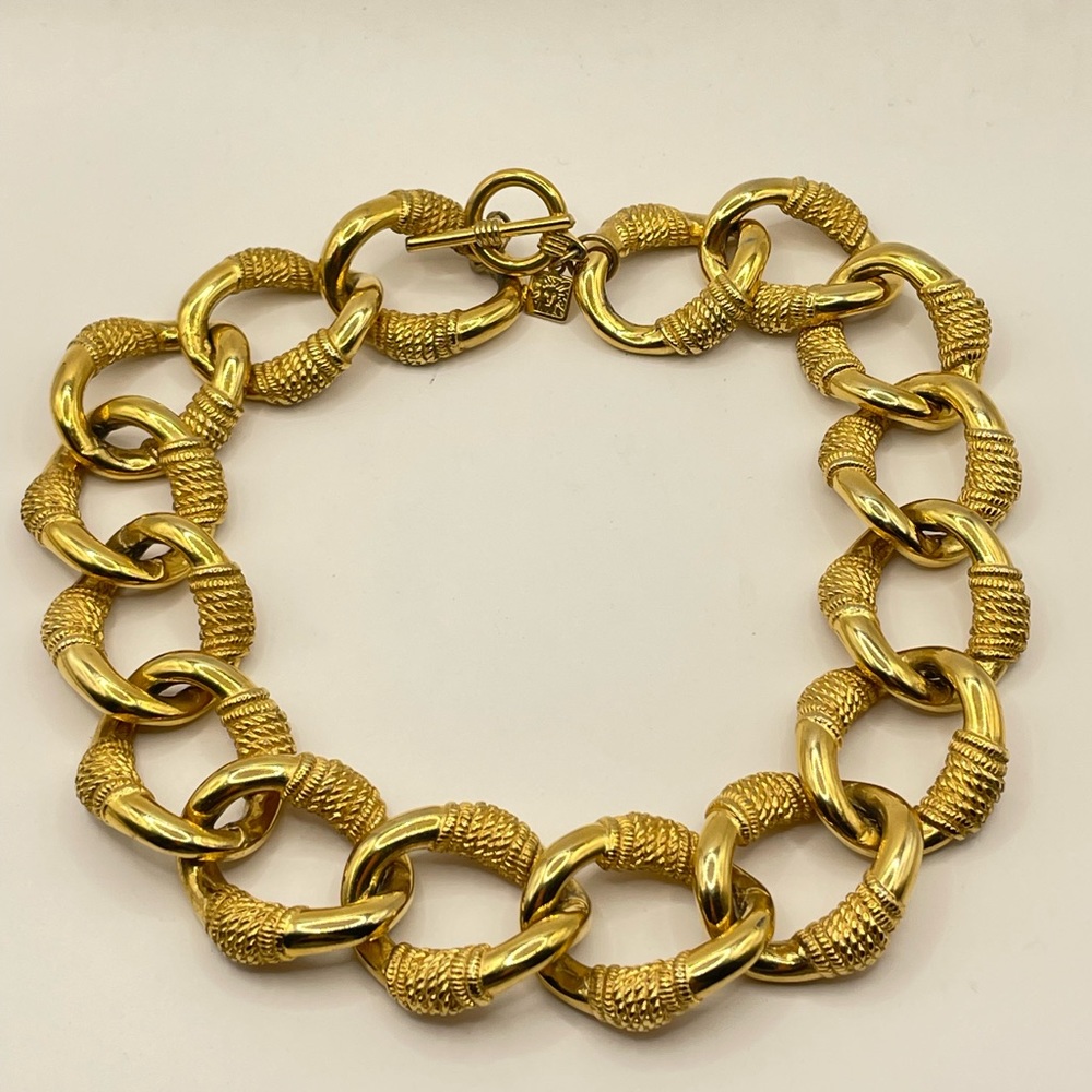 Vintage Anne Klein Gold Tone Toggle Necklace